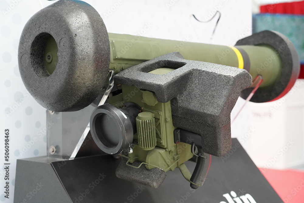 Javelin. Antitank missile FGM148 Javelin. photo made on May 20, 2022, Bucharest, Romania