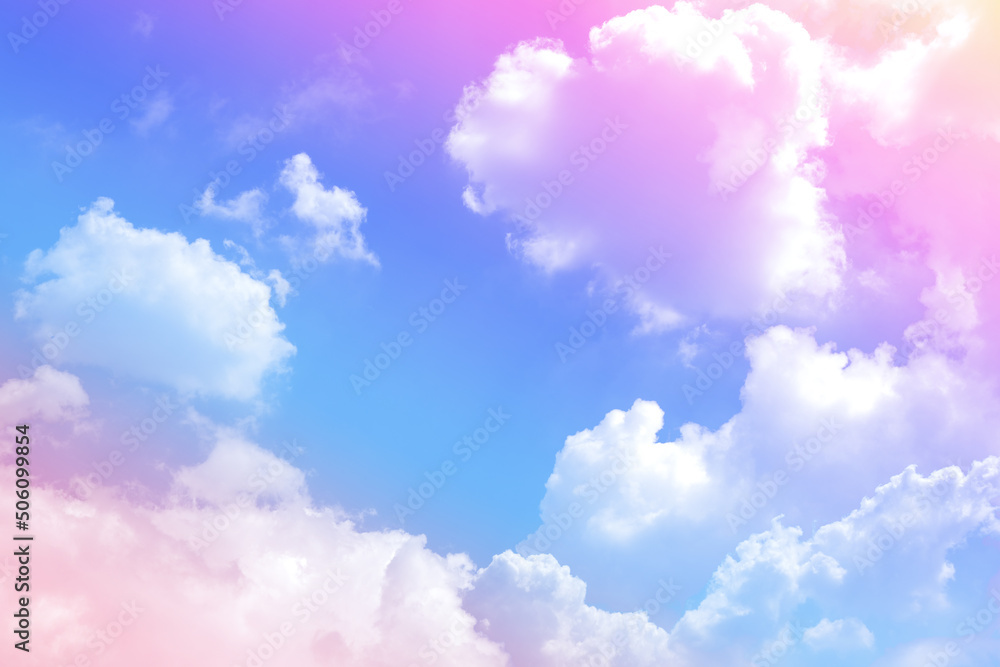 beauty sweet pastel pink red colorful with fluffy clouds on sky. multi  color rainbow image. abstract fantasy growing light Photos | Adobe Stock