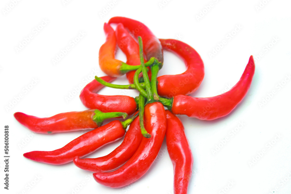 Red Cayenne Pepper Isolated on a White Background