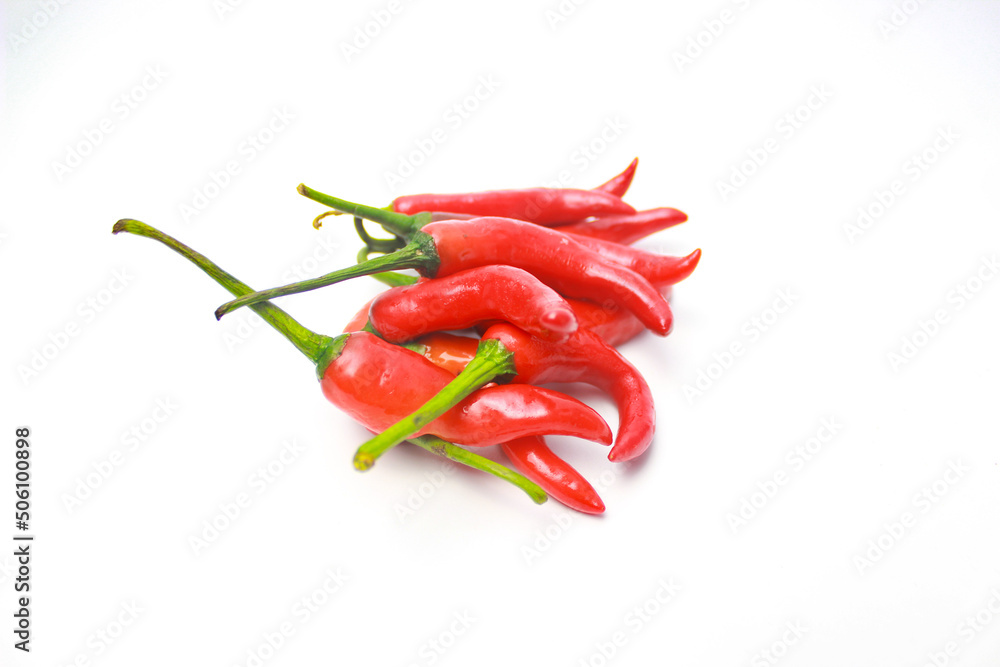 Red Cayenne Pepper Isolated on a White Background. Copy Space