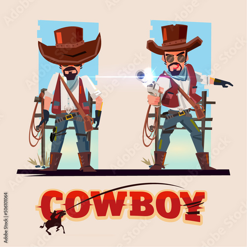 cowboy shootout. character and logo - vector