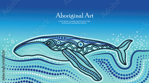Aboriginal art banner background with Whale