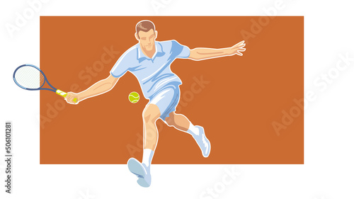 tennis player with racket, vector illustration