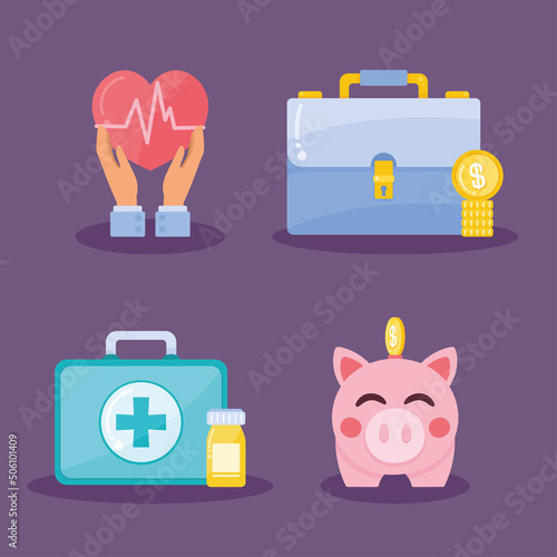 health insurance four icons