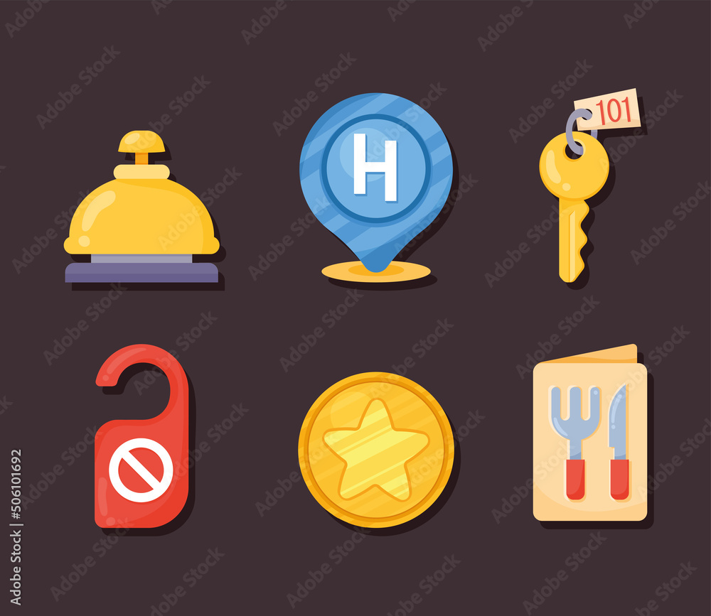 six hotel service icons