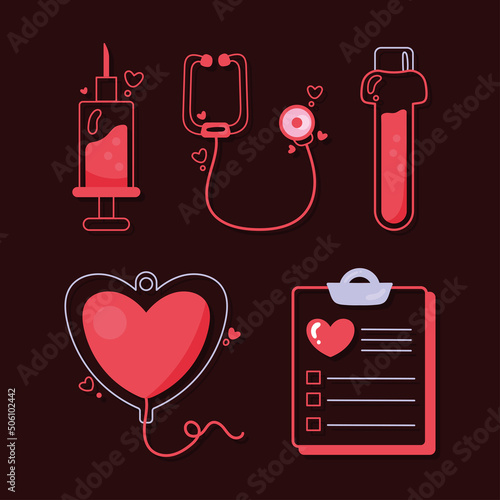five blood donate icons