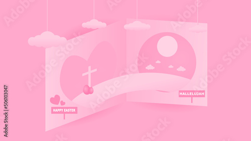 Christian Background with Cross. Cloud and light. You can use this asset for your content like as Happy Easter Day, Good Friday, Ascension Day, worship, streaming, presentation, broadcast and anymore.
