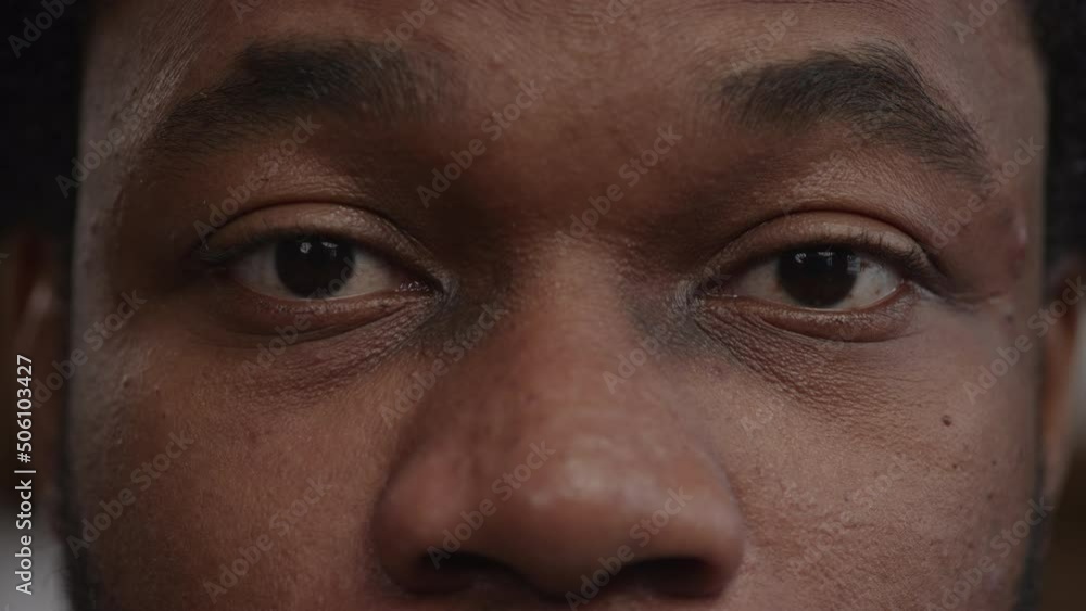 Extreme close-up of a surprised african-american man's eyes Extreme close-up of a surprised african-american man's eyes