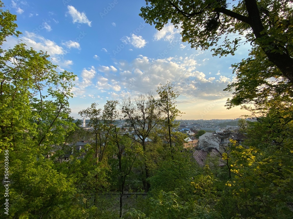 The modern city of Lviv in western Ukraine with ancient European architecture The modern city of Lviv in western Ukraine with ancient European architecture