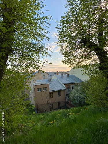 The modern city of Lviv in western Ukraine with ancient European architecture