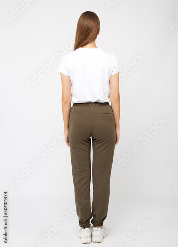 girl in cargo pants and white t-shirt © Alexey