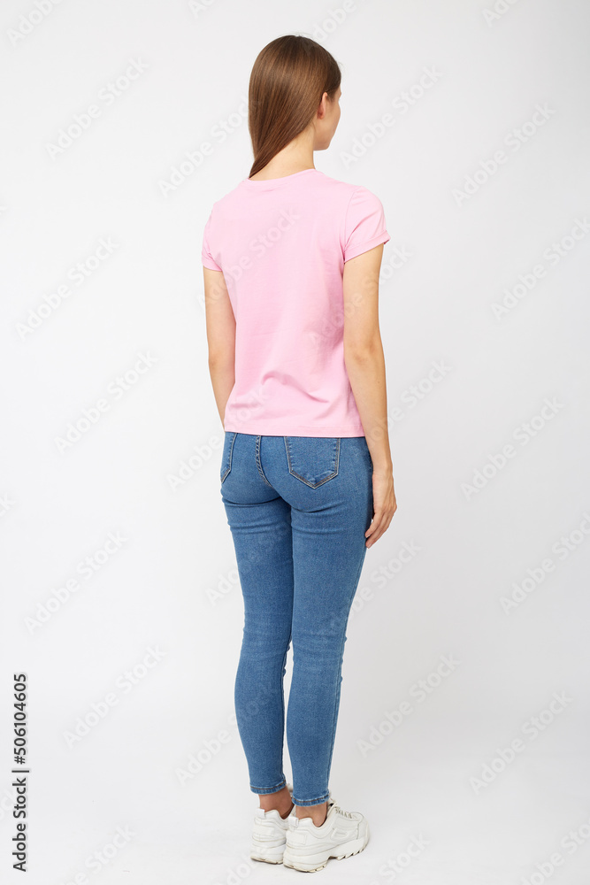Lovely young woman in elegant clothing, white background Lovely young woman in elegant clothing, white background