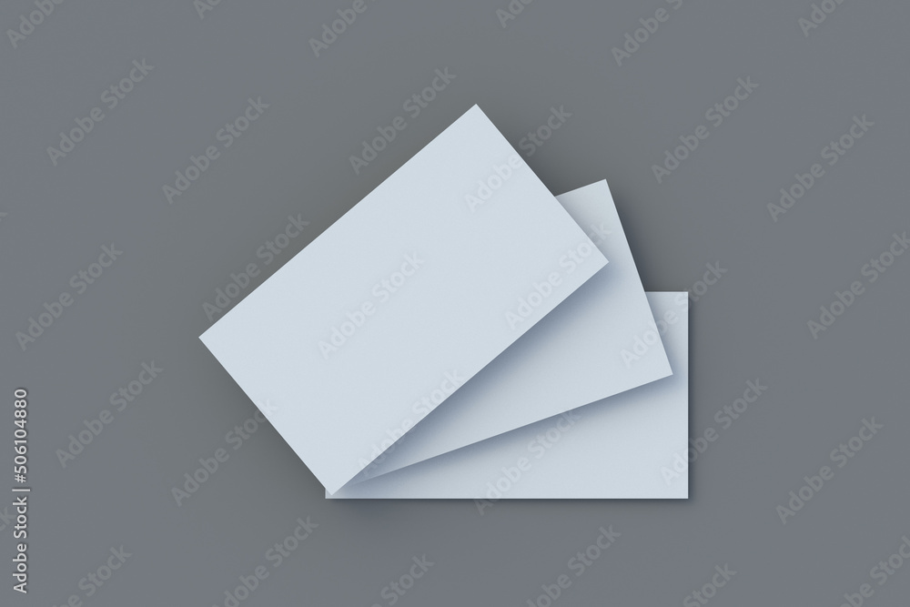 Blank business cards on gray background. 3d render Blank business cards on gray background. 3d render