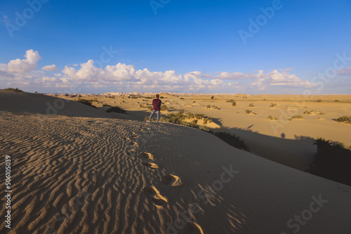 Picture of the Tourist in the White Desert Protected Area in the Sahara Farafra Oasis  Egypt