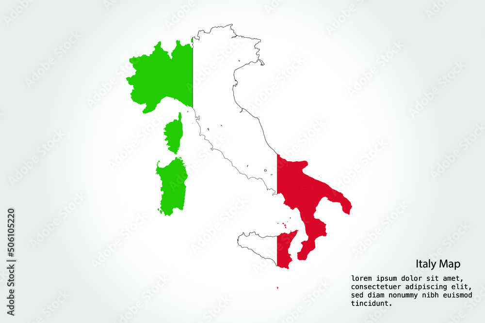 Italy Map stripes. Vector illustration Color on White Backgound