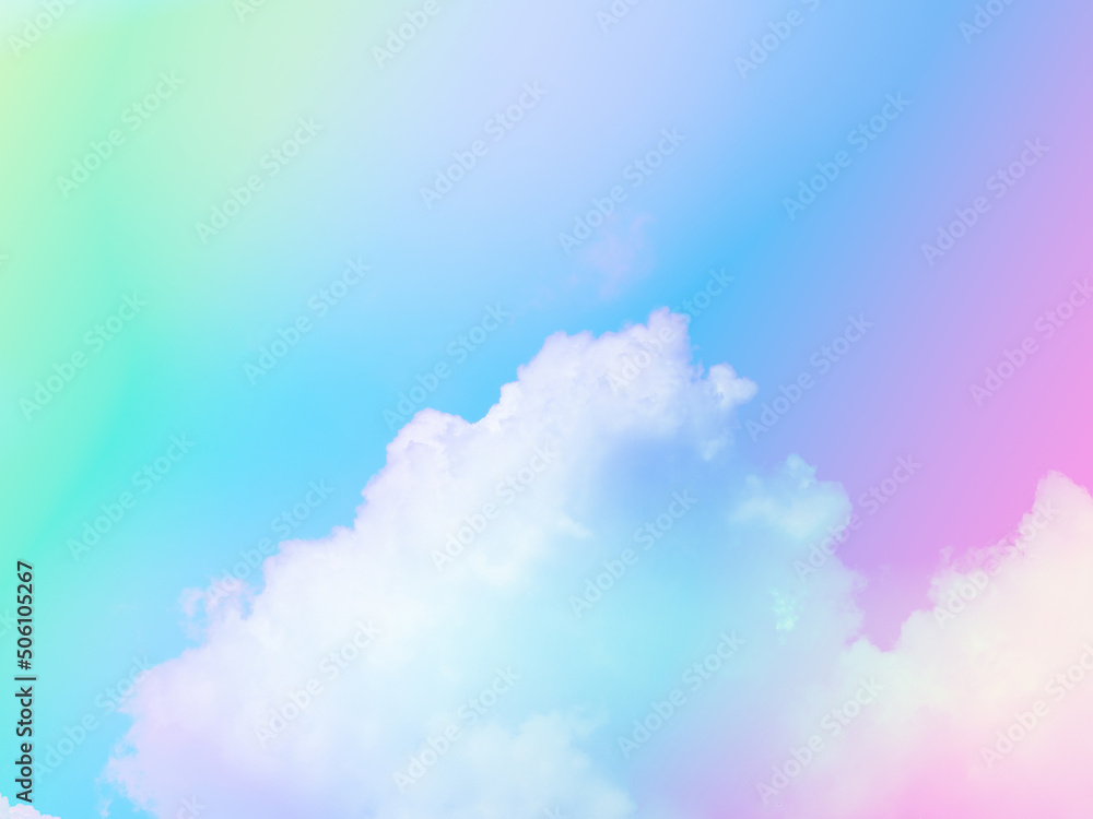 beauty sweet pastel green blue colorful with fluffy clouds on sky. multi color rainbow image. abstract fantasy growing light beauty sweet pastel green blue colorful with fluffy clouds on sky. multi color rainbow image. abstract fantasy growing light