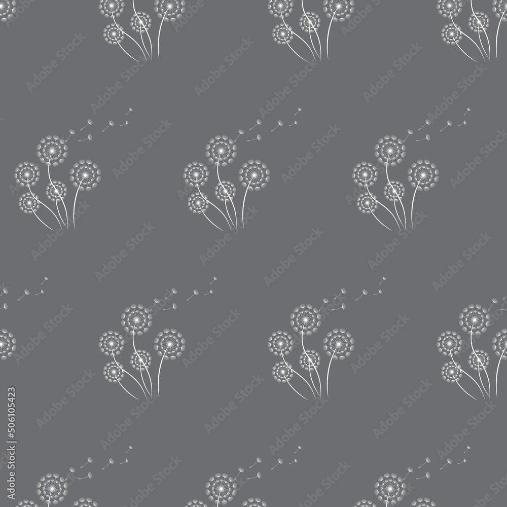 Seamless pattern from dandelions. Cute vector pattern for textile, wrapping paper. The background. Vector illustration