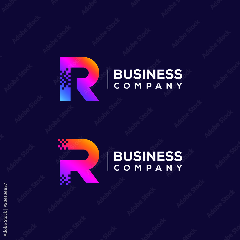 Abstract Letter R Logo design with Pixels Square Shape for Technology and Digital Business Company Abstract Letter R Logo design with Pixels Square Shape for Technology and Digital Business Company