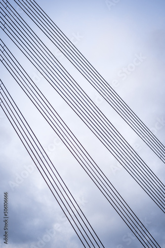 bridge cable, lines, sky, abstract, Riga