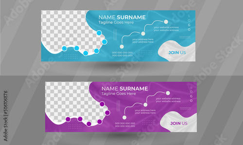 Abstract Corporate Business email signature template or mail footer for personal social media timeline cover design with modern colorful creative layout and concept