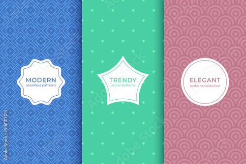 Set of 3 subtle colorful vector seamless patterns