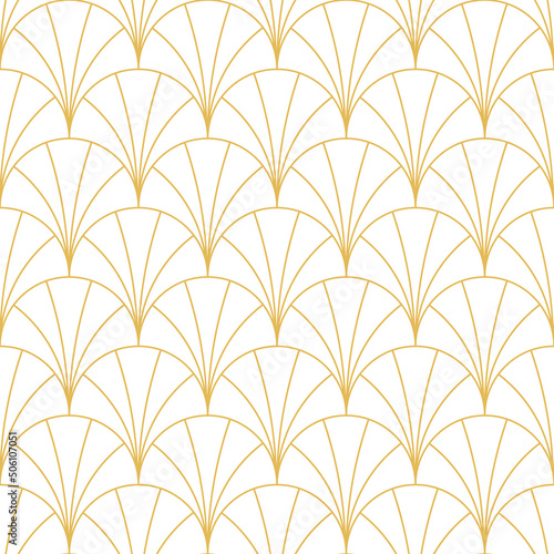 Minimal vector seamless pattern in Art Deco style isolated on white background © lilysab