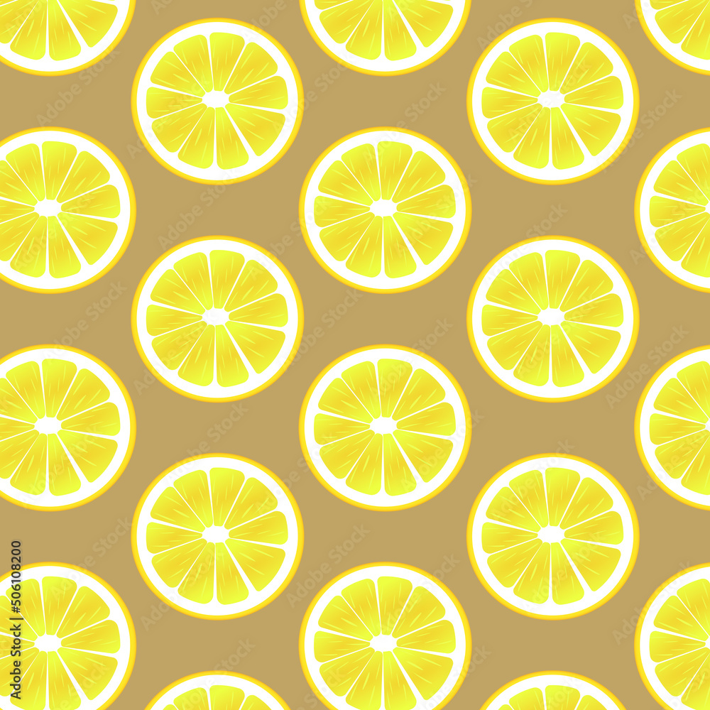 Seamless pattern of lemons. Lemon pattern print. Vector yellow lemon pattern. Slices of fresh yellow lemon summer background Seamless pattern of lemons. Lemon pattern print. Vector yellow lemon pattern. Slices of fresh yellow lemon summer background