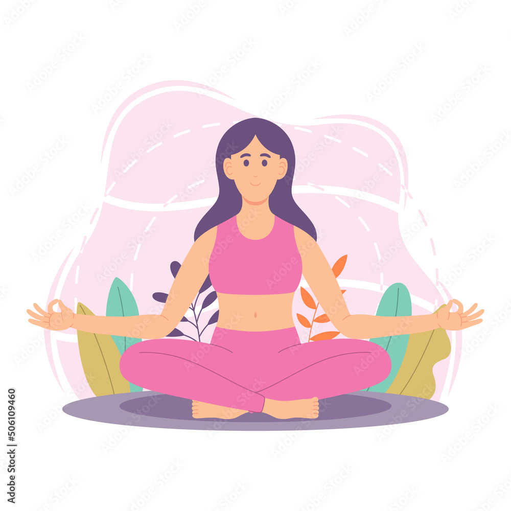 Flat Design Girl Character In a Yoga Position Flat Design Girl Character In a Yoga Position