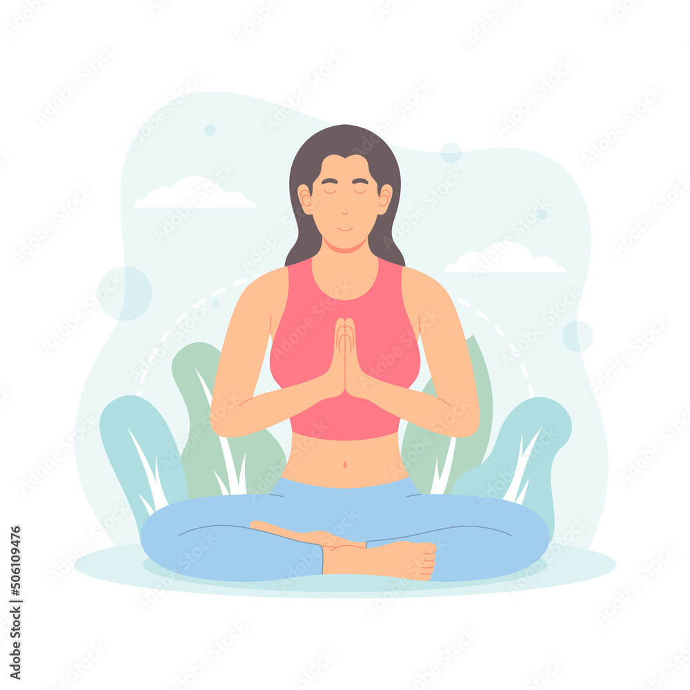 Flat Design Girl Character In a Yoga Position Flat Design Girl Character In a Yoga Position