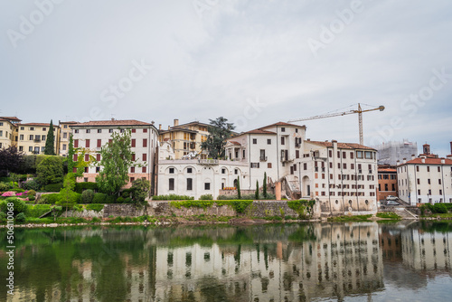 View of the Sturm Palace with the Brenta River in Bassano del Grappa  Vicenza  Veneto  Italy  Europe