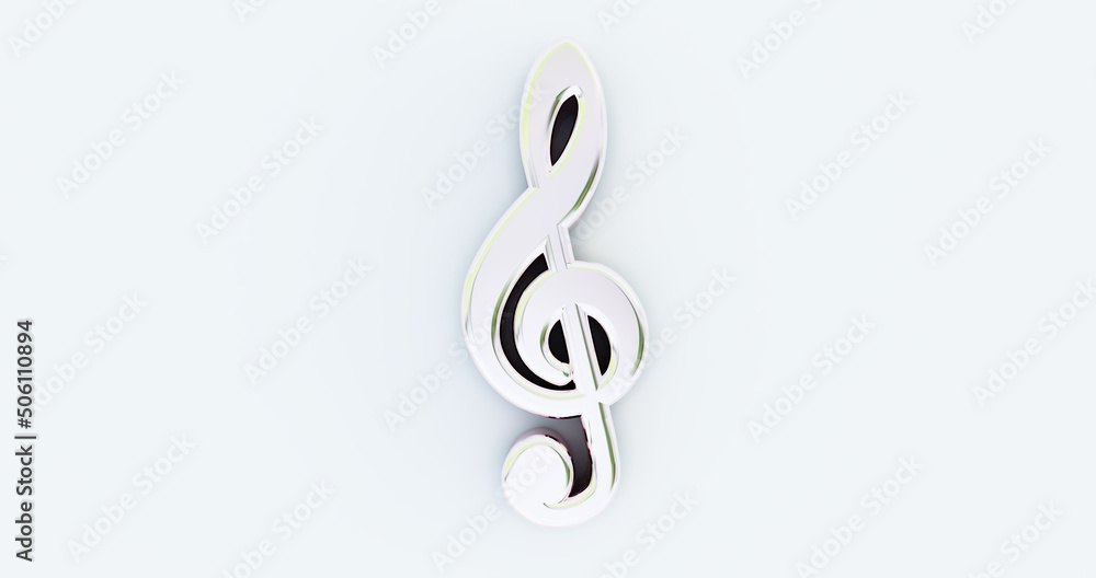Silver Music Notes isolated on white background, 3D render Silver Music Notes isolated on white background, 3D render
