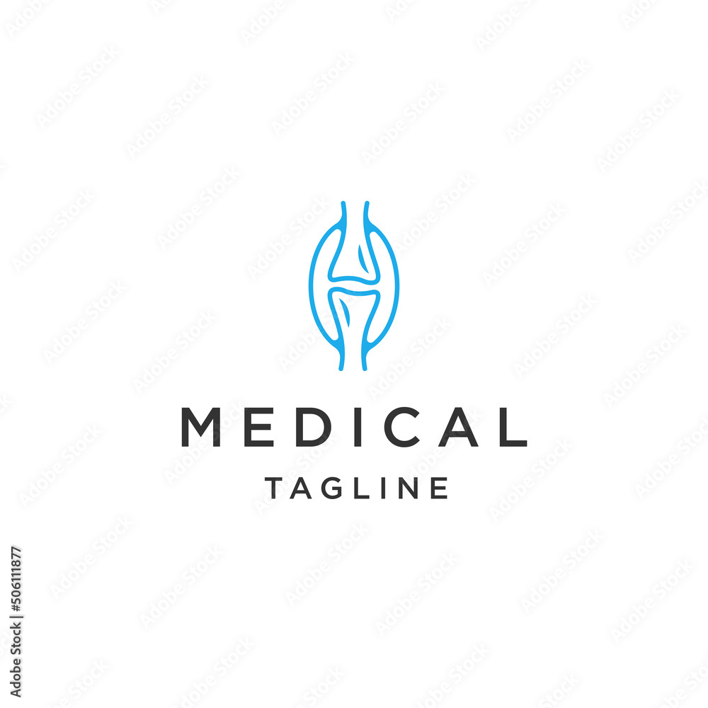 Medical knee joint line logo icon design template flat vector Medical knee joint line logo icon design template flat vector