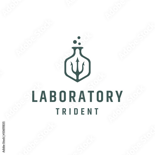Labs and trident logo icon design template flat vector