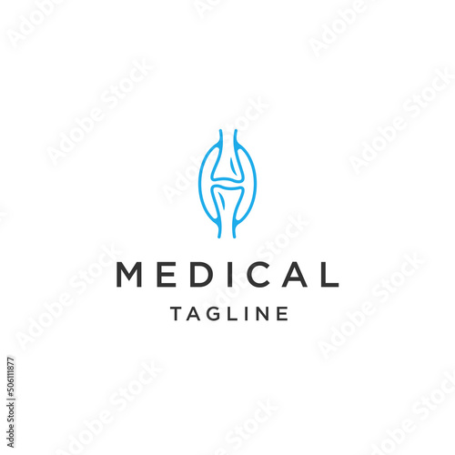 Medical knee joint line logo icon design template flat vector