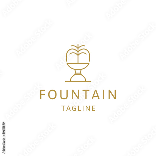 Luxury fountain line logo icon design template flat vector