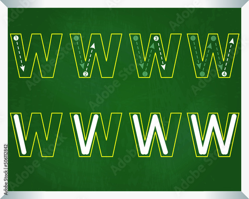 Alphabet Letter W: How to Write Alphabet Letters for Children, Teaching Writing ABC for Preschool 