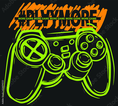 Typography gamer print with joystick. For boys graphic tees