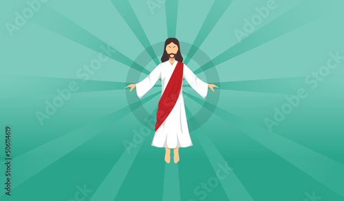 ascension day illustration of jesus crist flat design