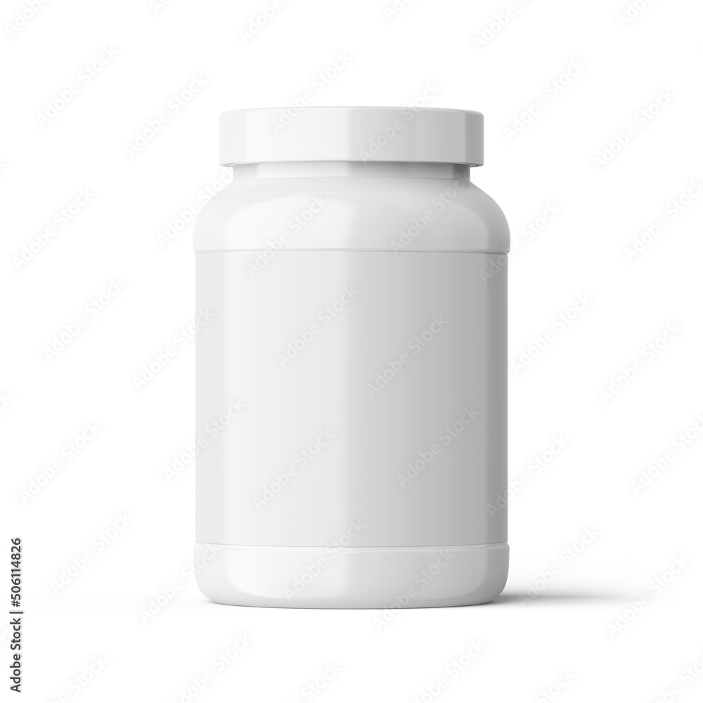 Big Plastic Jar Template for Sport Nutrition front view isolated on white Big Plastic Jar Template for Sport Nutrition front view isolated on white