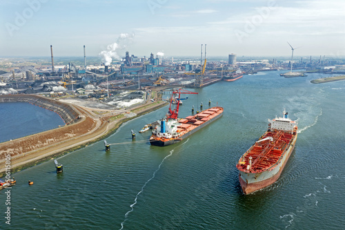 Aerial from heavy industry at IJmuiden in the Netherlands photo