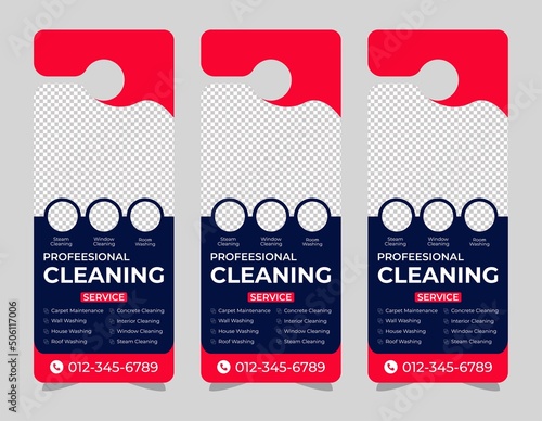 corporate door hanger modern Door hanger, do not disturb and make up room sign Door hanger design template, hotel knob design. Vector door hanger.	