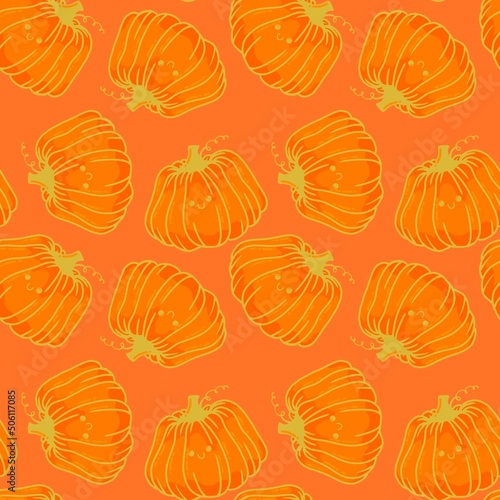 Halloween seamless cute pumpkins pattern for textiles and packaging and gifts and kids and wrapping paper