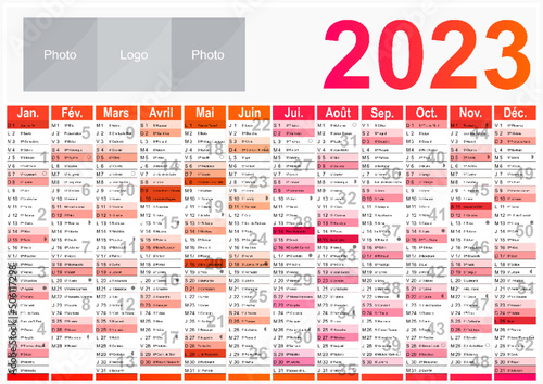Calendrier 2023 Format A3 - pour entreprise avec logo sur 12 mois - multicaque - modifiable