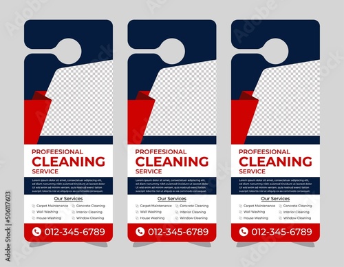 corporate door hanger modern Door hanger, do not disturb and make up room sign Door hanger design template, hotel knob design. Vector door hanger.	