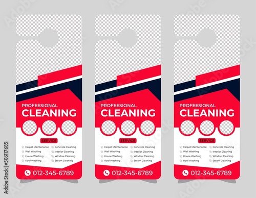 corporate door hanger modern Door hanger, do not disturb and make up room sign Door hanger design template, hotel knob design. Vector door hanger.	