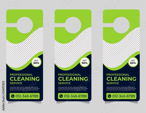 corporate door hanger modern Door hanger, do not disturb and make up room sign Door hanger design template, hotel knob design. Vector door hanger.	