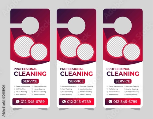 corporate door hanger modern Door hanger, do not disturb and make up room sign Door hanger design template, hotel knob design. Vector door hanger.	
