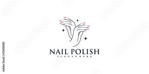 Creative nail polish icon logo with modern concept  Premium Vector