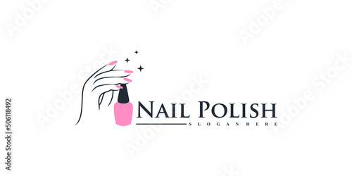 Creative nail polish icon logo with modern concept  Premium Vector