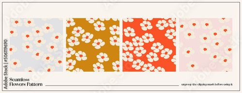 Colorful Flowers Seamless hippie pattern © NKTN